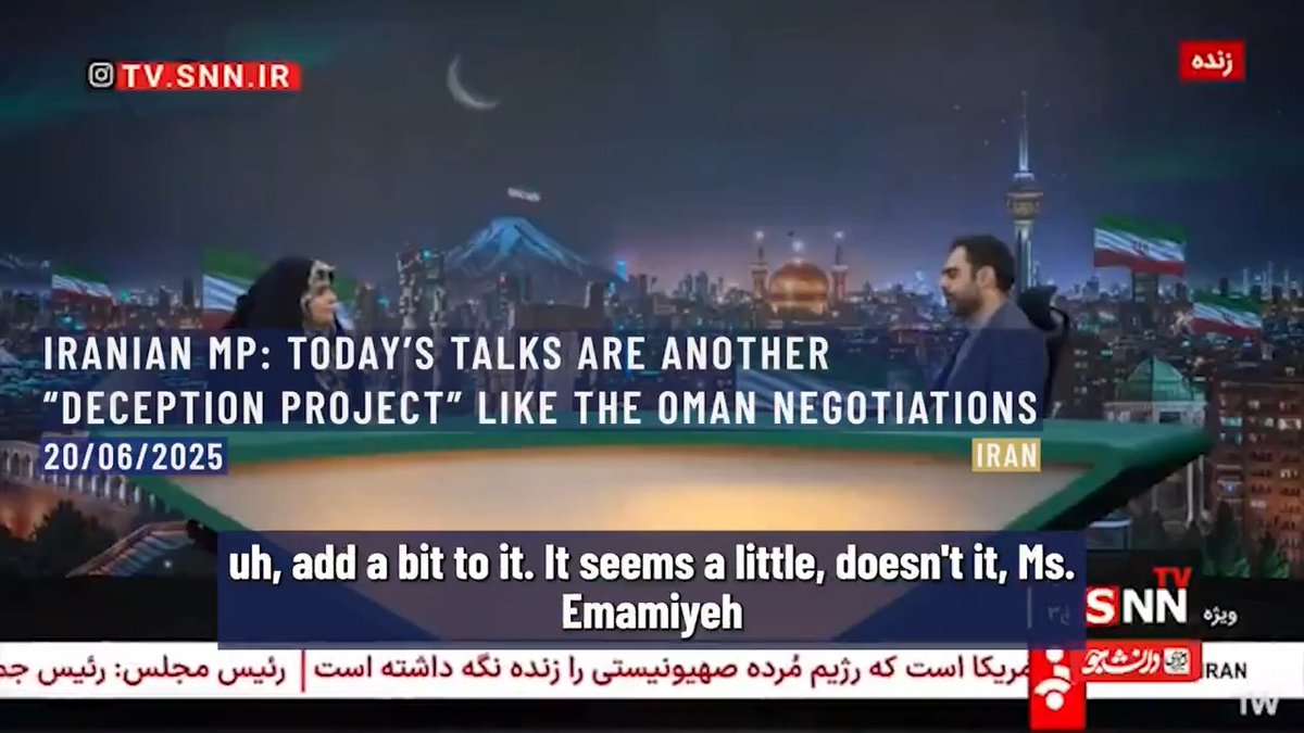 ⚡️⭕️ Tehran MP Amirhossein Sabati stated on IRINN that the ongoing talks are no different from the past “deceptive” negotiations with the U.S. in Oman. He cited a new Axios report revealing that the decision for Israel to attack Iran had been coordinated with the U.S. as early as November 2024. Iran. 20th of June, 2025.