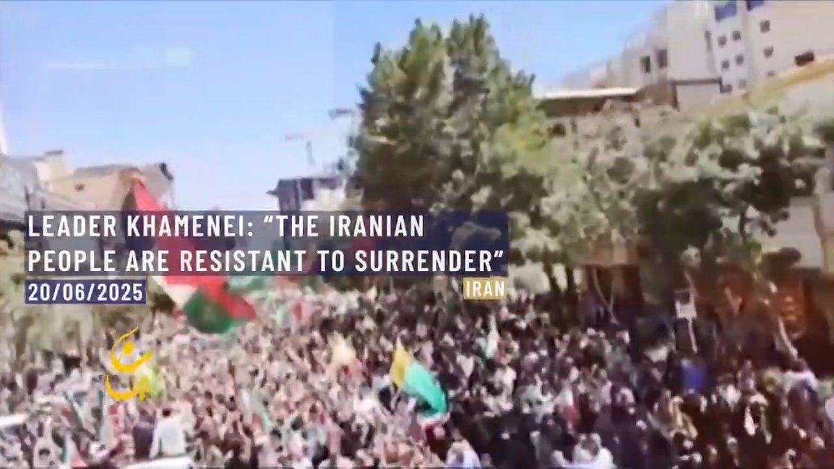 ⚡️⭕️ In a firm televised statement, the Supreme Leader of the Islamic Republic, Ayatollah Khamenei, reaffirmed the Iranian nation’s resistance in the face of Israeli-American aggression. Iran. 20th of June, 2025.
