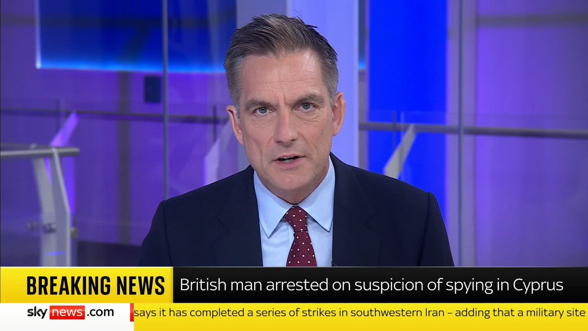 BREAKING: A British man has been arrested in Cyprus on suspicion of spying for Iran 📺 Sky 501, Virgin 602, Freeview 233 and YouTube