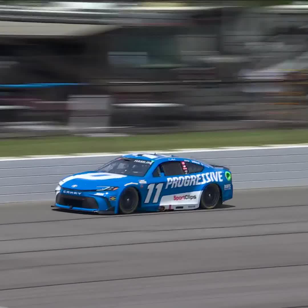 No doubt about that lap! Denny Hamlin rockets to the top of the leaderboard in qualifying. #BuschLightPole