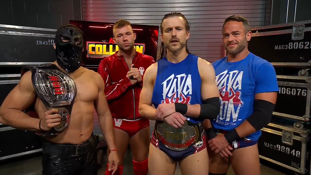 TNT Champion Adam Cole, ROH - Ring of Honor Wrestling World Champion Bandido🔫🌵, Daniel Garcia, and Roderick Strong walk into the All-Star 8-Man Tag Match with full confidence! Watch #AEWCollision LIVE on TNT & MAX
