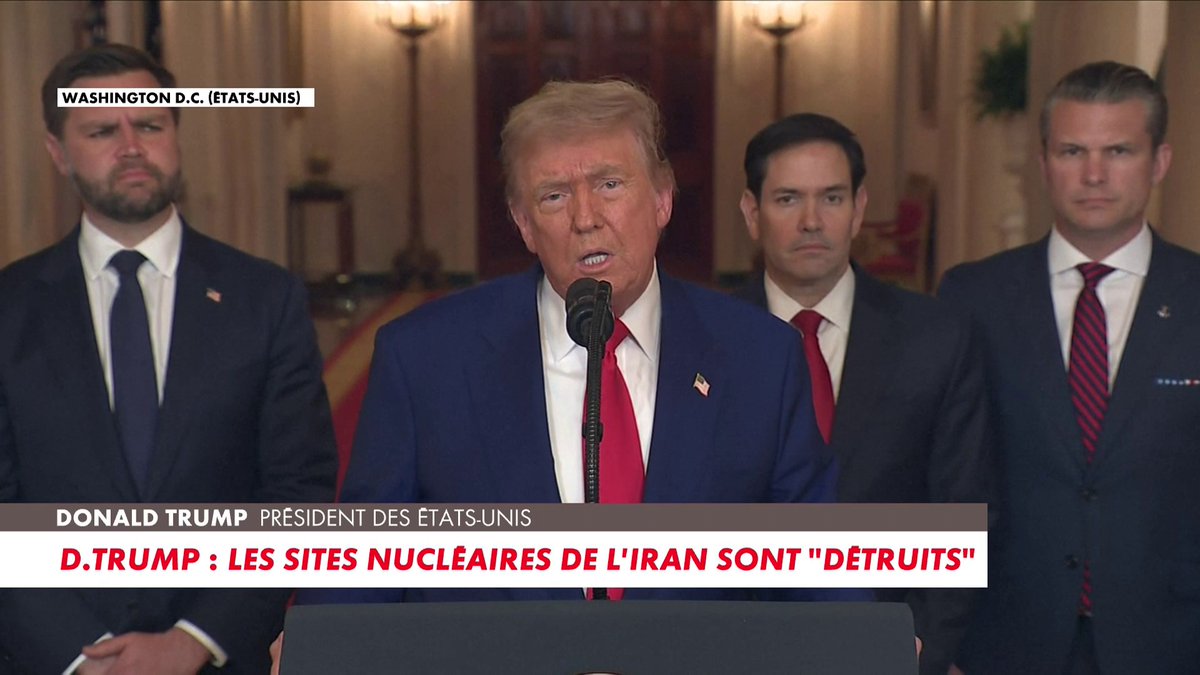 Revivez le moment où Donald Trump annonce que les Etats-Unis ont frappé les installations nucléaires de l'Iran