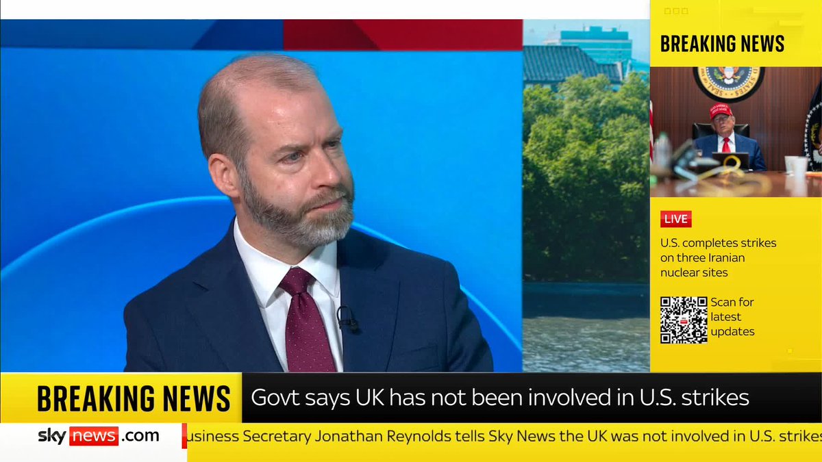 .Trevor Phillips asks: "How concerned are you about the risk of Iranian backed terrorism here at home?" Business secretary Jonathan Reynolds replies: 'Very... There is a level of activity from Iran in relation to this country which is unacceptable.'
