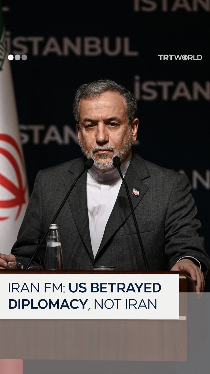 Iranian FM Abbas Araghchi said calls for Iran to return to diplomatic talks make no sense, as it was the US that sabotaged ongoing negotiations — first by greenlighting Israeli strikes on Iran’s nuclear sites, then launching its own attacks