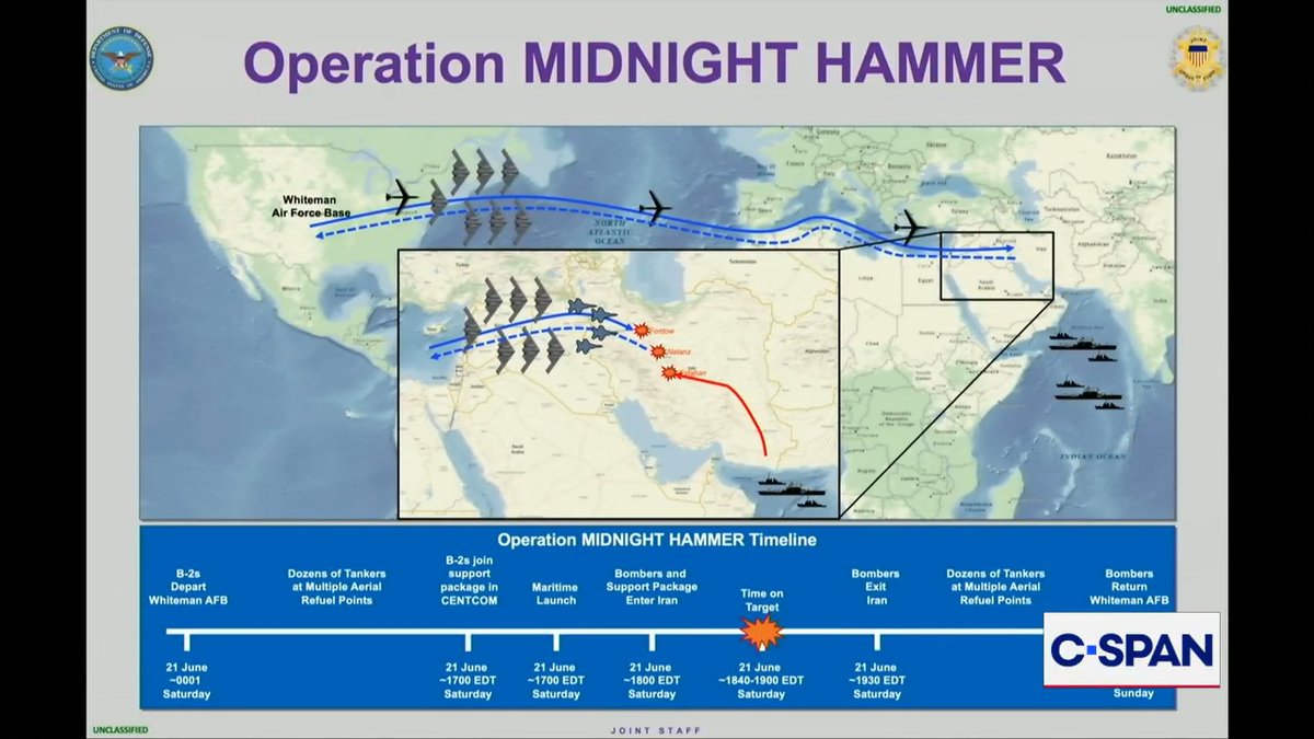 Joint Chiefs of Staff Chair Gen. Dan Caine (The Joint Staff 🇺🇸) on Operation MIDNIGHT HAMMER: "This was the largest B-2 operation strike in U.S. history."