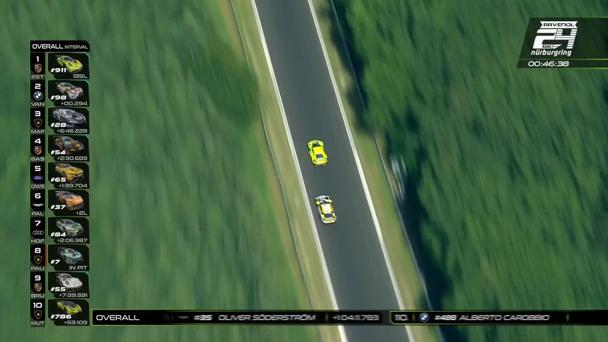 Two GT heavyweights slugging it out! But the BMW's final stop will be longer than the Porsche's. Enjoy this scrap while you can. LIVE 📺 #IGTC | #24hNBR