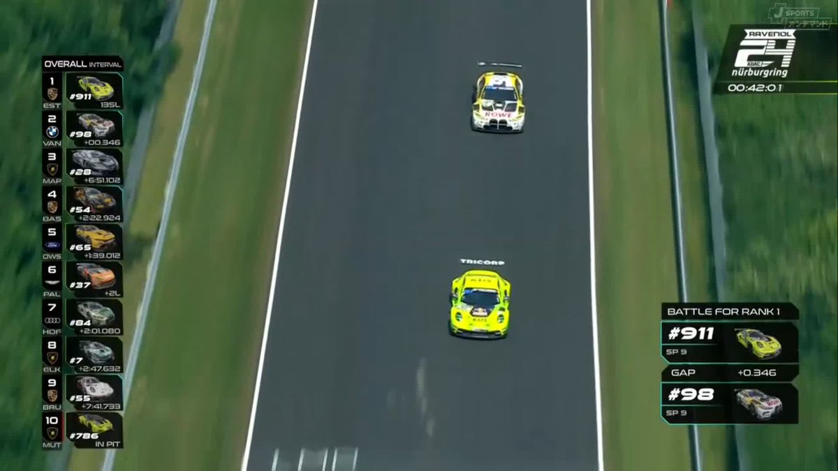 最後の最後に手に汗握る首位攻防戦！ ペースがあるのはBMWだが...ポルシェが譲らない💪 そして、BMWが先に動く...(ドキドキ) #ニュルブルクリンク 24時間🇩🇪 スタート＆ゴールLIVE！ 🔽ご視聴/ご購入は🔽 #ニュル #24hNBR