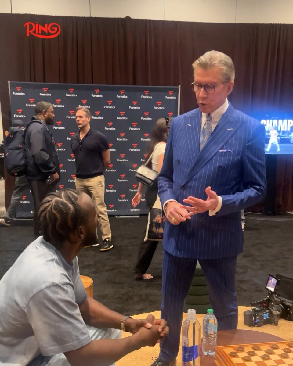 Terence Crawford links up with Michael Buffer ahead of today’s press conference 🎙️ #CaneloCrawford press conference LIVE at 1:30 ET on The Ring socials 📺