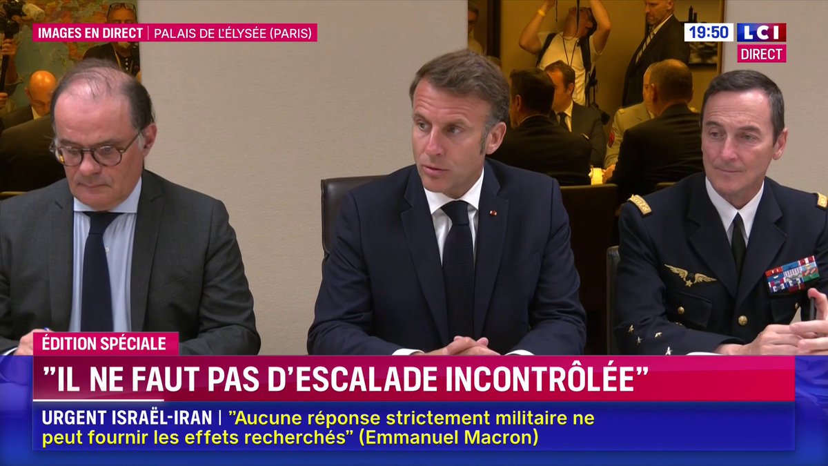 🔴 Conseil de défense et de sécurité à l'Élysée : « Un moment grave pour la paix et la stabilité au Proche et Moyen-Orient » déclare Emmanuel Macron
