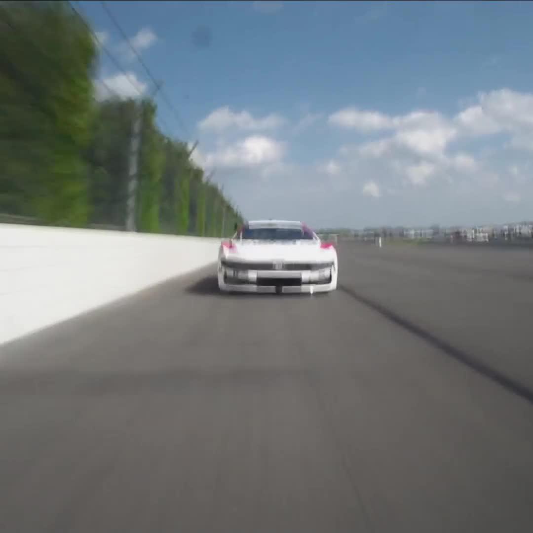 .Chris Buescher takes a peek to the inside for the lead, but Denny Hamlin holds him off!