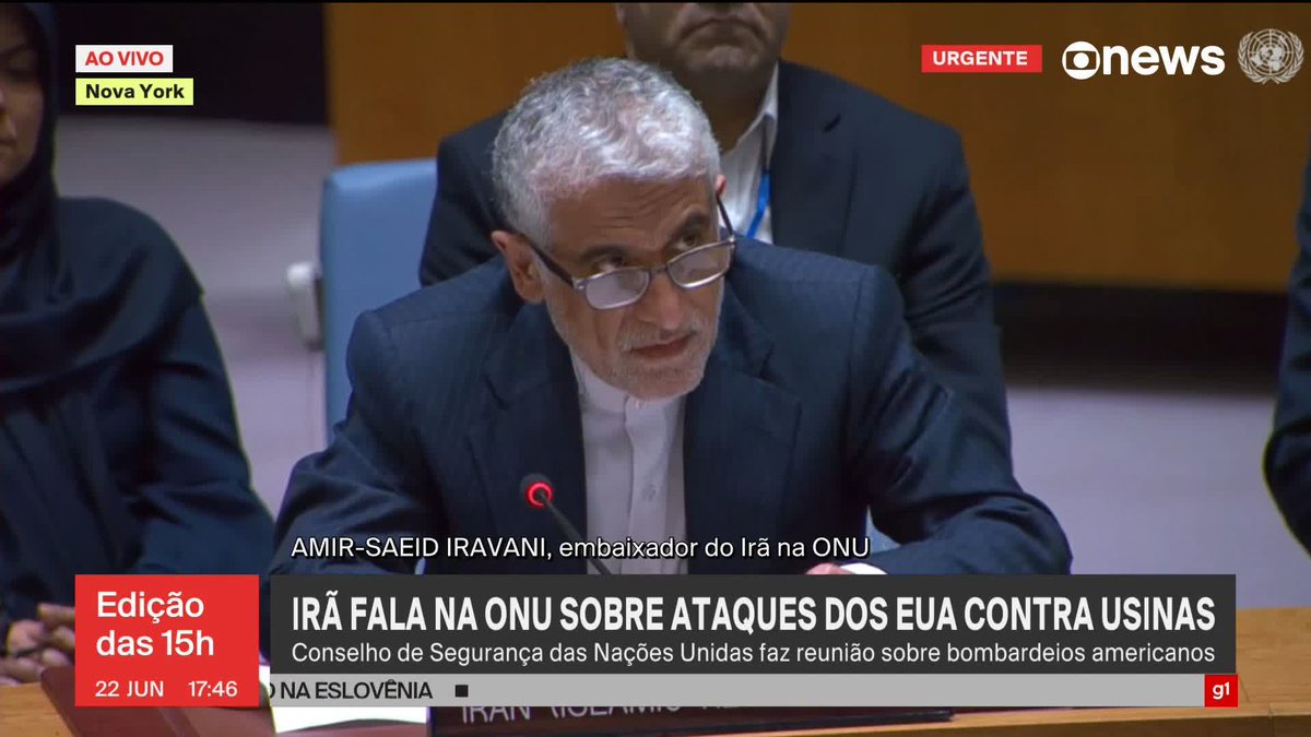 Embaixador do Irã na ONU fala em trabalho “sujo” e “sórdido” dos EUA, que decidiu entrar no conflito entre Irã e Israel: “Netanyahu sequestrou a política e arrastou os EUA para outra guerra indefensável.” #JornalGloboNews ➡ Assista à #GloboNews:
