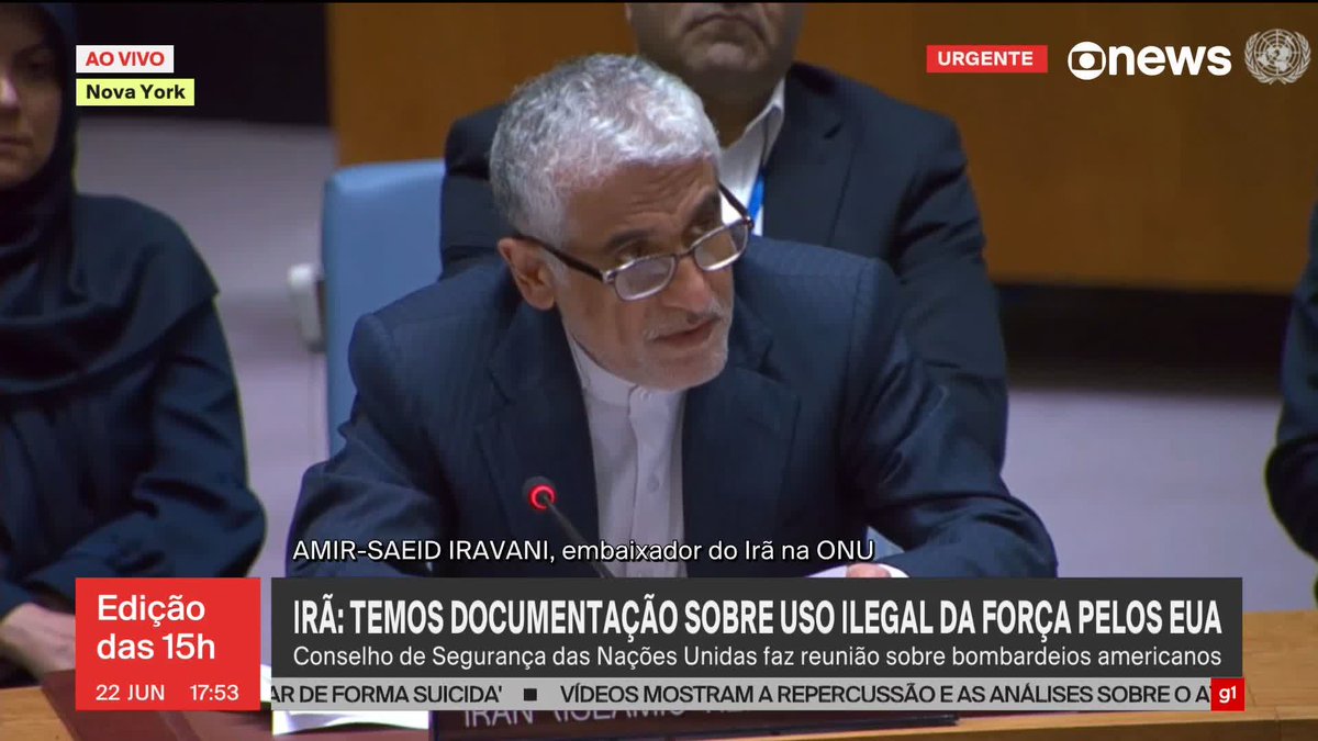 “Israel decidiu destruir a diplomacia”, diz o embaixador do Irã na ONU. “Pela perspectiva dos países ocidentais, o Irã tem que voltar à mesa de negociações, mas como pode voltar a algo que nunca deixou?” #JornalGloboNews ➡ Assista à #GloboNews: