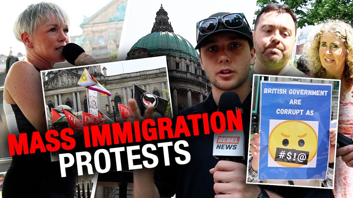 Belfast Showdown: Patriots vs. Antifa and Pro-Immigration Activists In Northern Ireland's capital, two groups clashed outside City Hall: patriots against mass immigration and pro-open border activists with labour union, LGBTQ, and Antifa banners. Belfast City Hall saw opposing demonstrations on Saturday, June 21, separated by police amidst high security. Rebel News aimed to understand attendees' motivations for this monthly confrontation. Anti-immigration protesters waved Northern Ireland and Irish tricolour flags, and homemade signs. One sign from an elderly woman criticized the "corrupt as [bleep]" British government, while a middle-aged man's placard declared, "We will not become second-class citizens in our own country," featuring a Union Jack. They expressed frustration over soaring healthcare and housing costs, skyrocketing taxes, and no tangible benefits from mass immigration. They also resented being branded “racists” by the mainstream media and opponents for voicing these legitimate concerns. Rebel News interviewed a dozen anti-immigration protesters, all sharing similar complaints. The subsequent interviews with the pro-immigration group quickly turned hostile. The opposition, adorned with Antifa, LGBTQ, labour union, and Gaza flags, exhibited textbook intolerance. Antifa, the “anti-fascist” group mimicking fascist thuggery, heavily intimidated reporters upon arrival, blocking access and warning attendees against speaking to “far-right” media. When asked the reasons for their attendance, many were uninterested in dialogue. Efforts to engage with the pro-immigration crowd was stonewalled. Dissent isn't tolerated. This is 2025's "tolerance"—patriotic voices smeared, debate crushed by mob tactics.