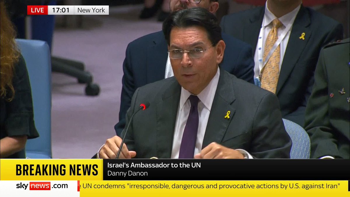 Danny Danon, Israel's ambassador to the UN, praises the US for its "courage" following American strikes on three nuclear sites in Iran. He claims that "inaction" would have been "catastrophic", adding: "You cannot protect peace by appeasing evil." Live: