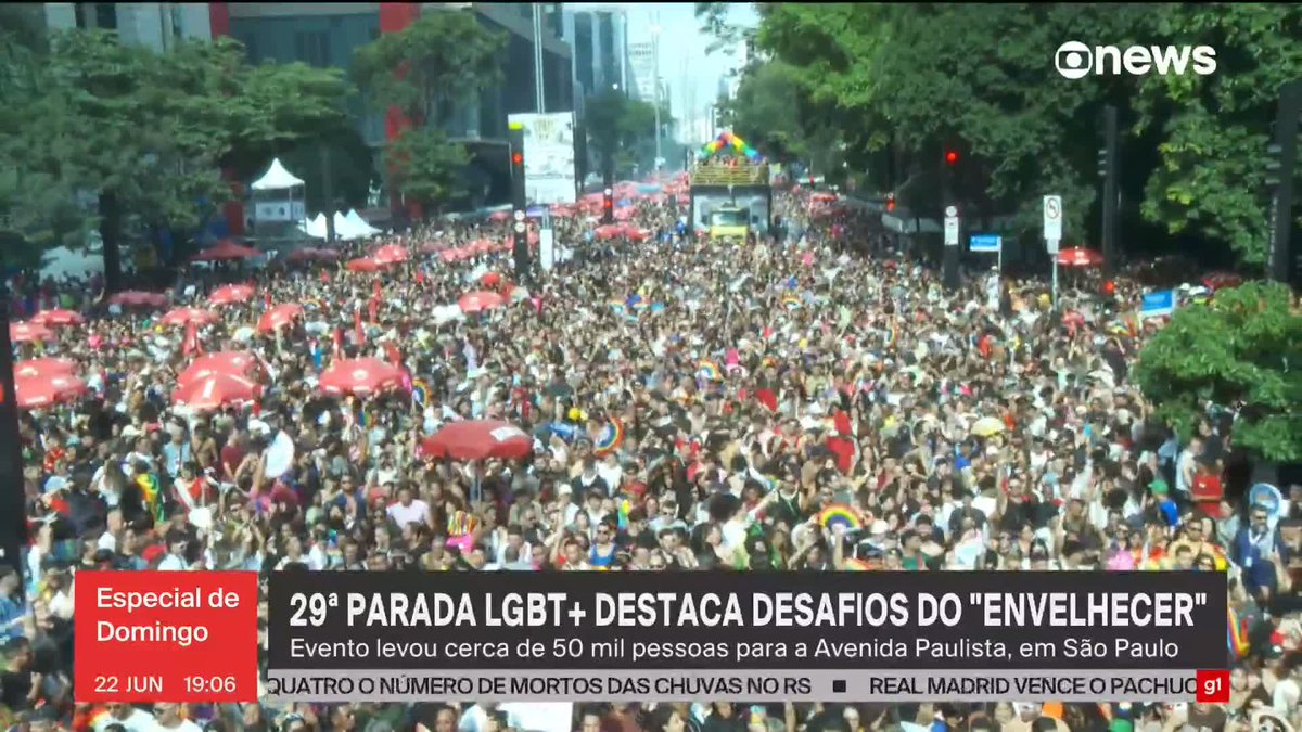29ª Parada do Orgulho LGBT+ colore a Av. Paulista em SP, e celebra o amor, as famílias e o envelhecimento. #EspecialdeDomingo ➡ Assista à #GloboNews: