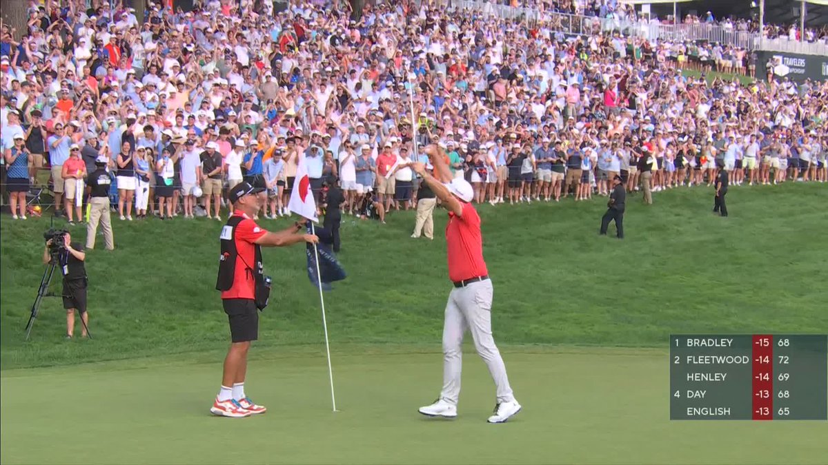KEEGAN BRADLEY DOES IT! 🤯 Drama on the final hole as he snatches the win at the Travelers Championship! 🏆