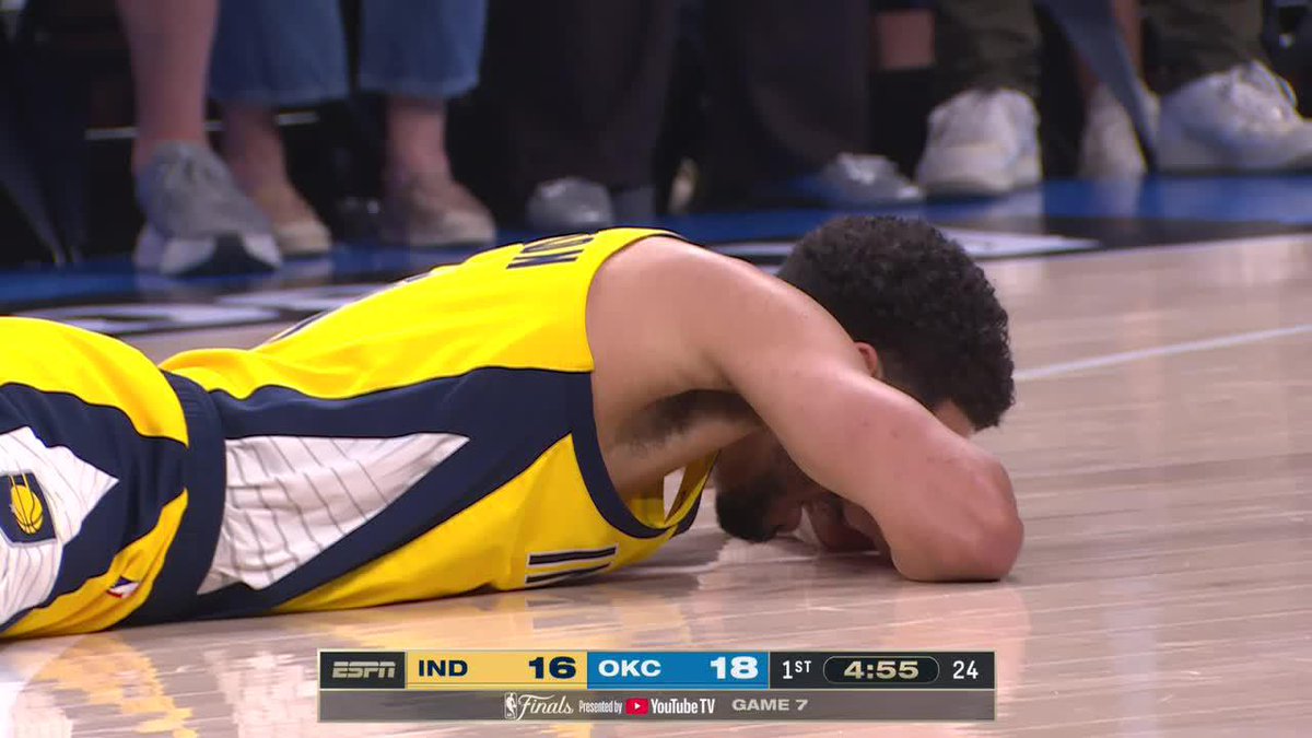 Tyrese Haliburton went down with an injury in Game 7.