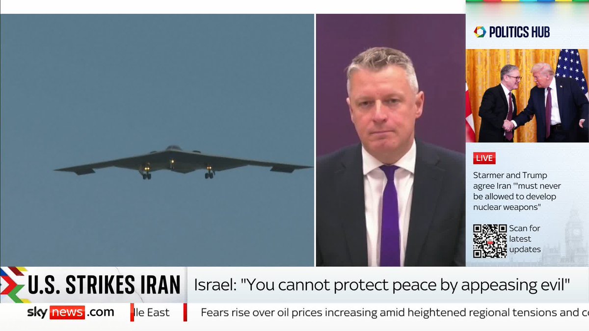 'We need Iran to realise that the route out of this is not with military retaliation, but with diplomatic action to negotiate a deal.' Minister for Armed Forces Luke Pollard MP speaks to Sky News about the US strikes on Iran's nuclear facilities.