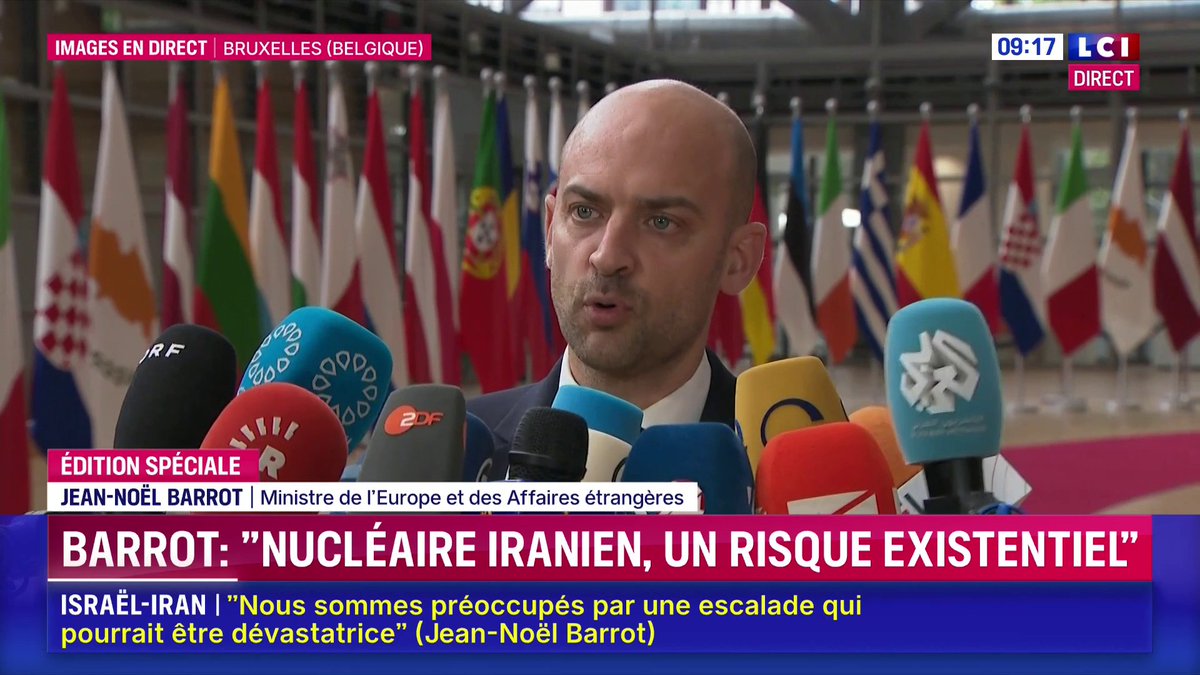 "Nous rejetons toute tentative d'organiser un changement de régime par la force, nous croyons dans le droit des peuples à disposer d'eux-mêmes, et nous faisons confiance au peuple iranien... pour disposer de son propre avenir, pour choisir par lui-même" : Jean-Noël Barrot