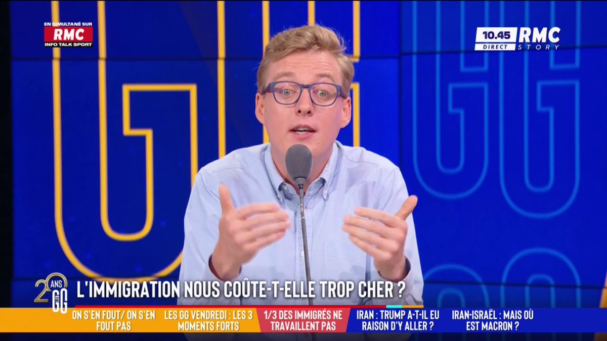 💸 Plus d’un tiers des immigrés en France ne travaillent pas… L’immigration coûte trop cher ? 🗣️ Antoine Diers : "Je suis horrifié d'entendre que l'immigration est une richesse. Les immigrés travaillent moins que la population autochtone." #GGRMC