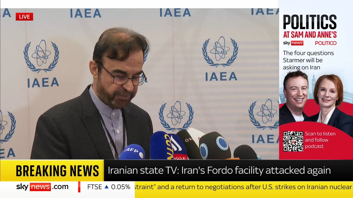 BREAKING: Iran's nuclear facility of Fordow has been hit again, this time by an Israeli attack, according to reports. Follow our live blog for more: 📺 Sky 501, Virgin 602, Freeview 233 and YouTube