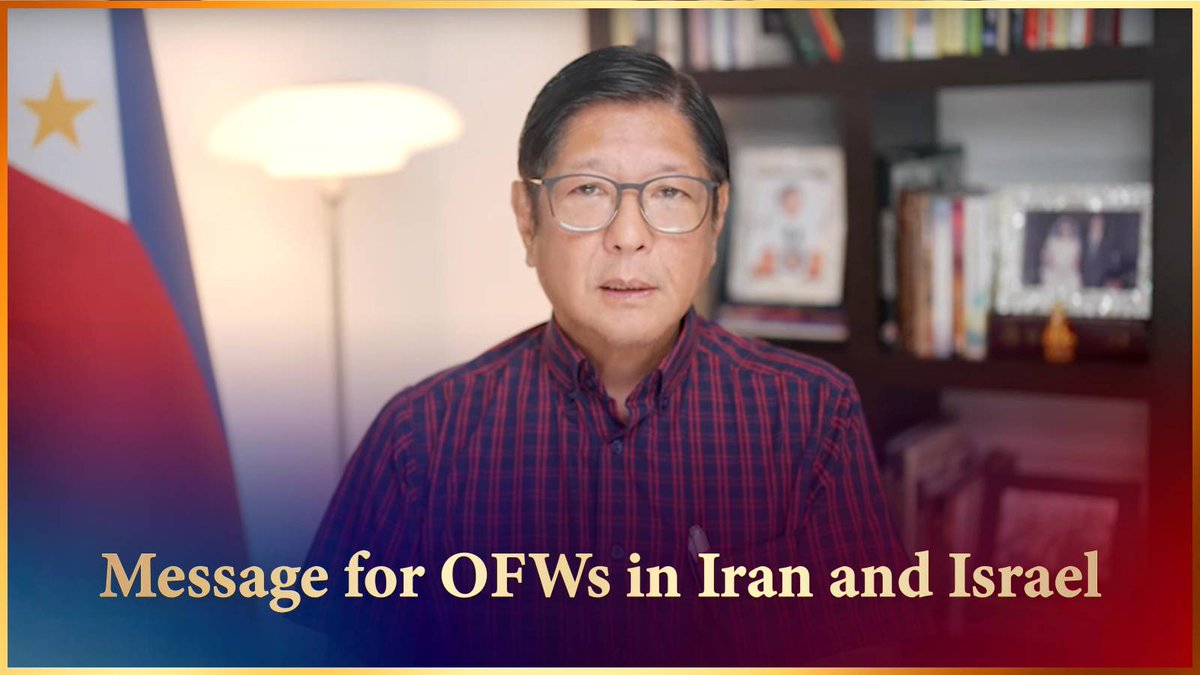 I urge our fellow Filipinos to coordinate with our embassies in Tel Aviv and Tehran. Please follow their guidance, inform them of your situation, and do not hesitate to ask for assistance. Your government continues to act and is ready to serve to protect your safety and well-being. Nothing is more important than the safety of every Filipino.