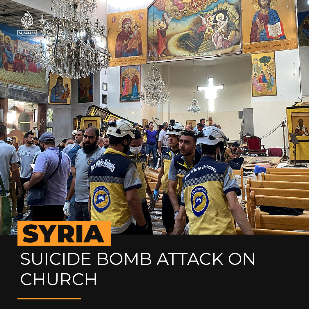 A suicide bomber attacked a church near Syria’s capital Damascus during a Sunday mass, killing at least 22 people and injuring dozens more.