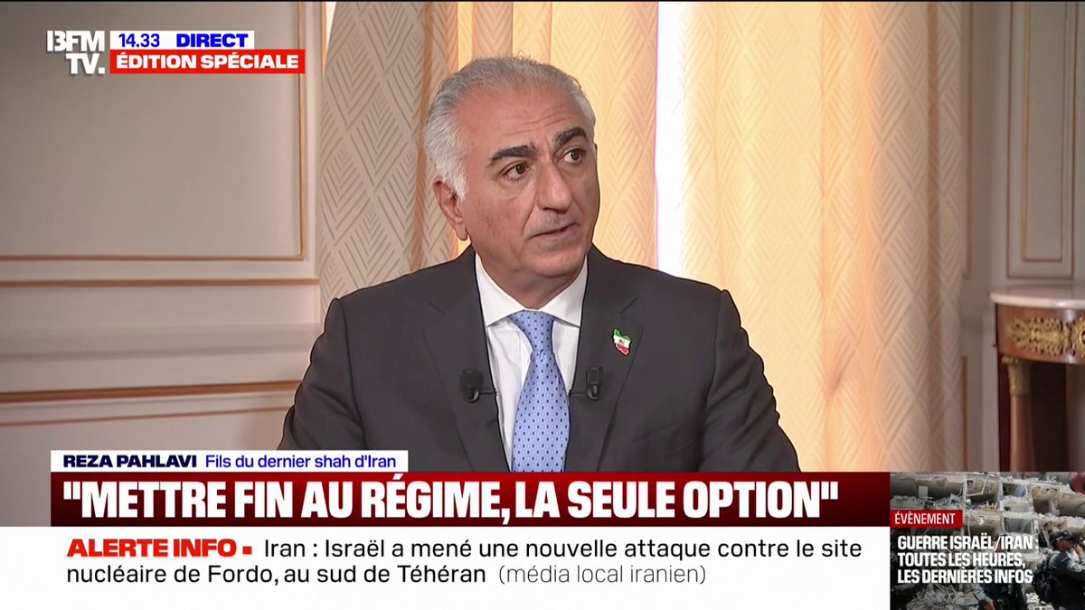 💬"La porte est toujours ouverte" Reza Pahlavi, fils du dernier shah d'Iran appelle à la défection des forces du régime iranien