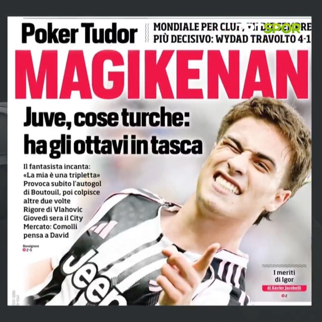 🗞️Juventus'ta forma giyen milli futbolcumuz 🇹🇷Kenan Yıldız'ın Kulüpler Dünya Kupası'nda gösterdiği performans İtalya basınında da geniş yer buldu.