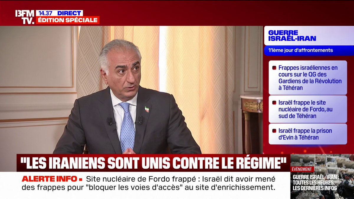 💬 "Je suis prêt à rentrer" Reza Pahlavi, le prince héritier iranien appelle à des élections démocratiques en Iran