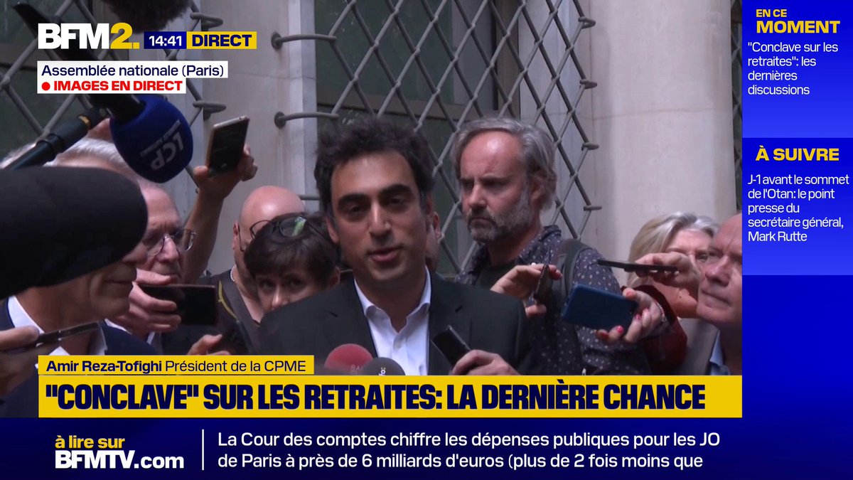 Âge de départ à la retraite sans décote: "66 ans et demi", proposent la CPME et le Medef avant l'ultime séance de négociations sur les retraites #BFM2