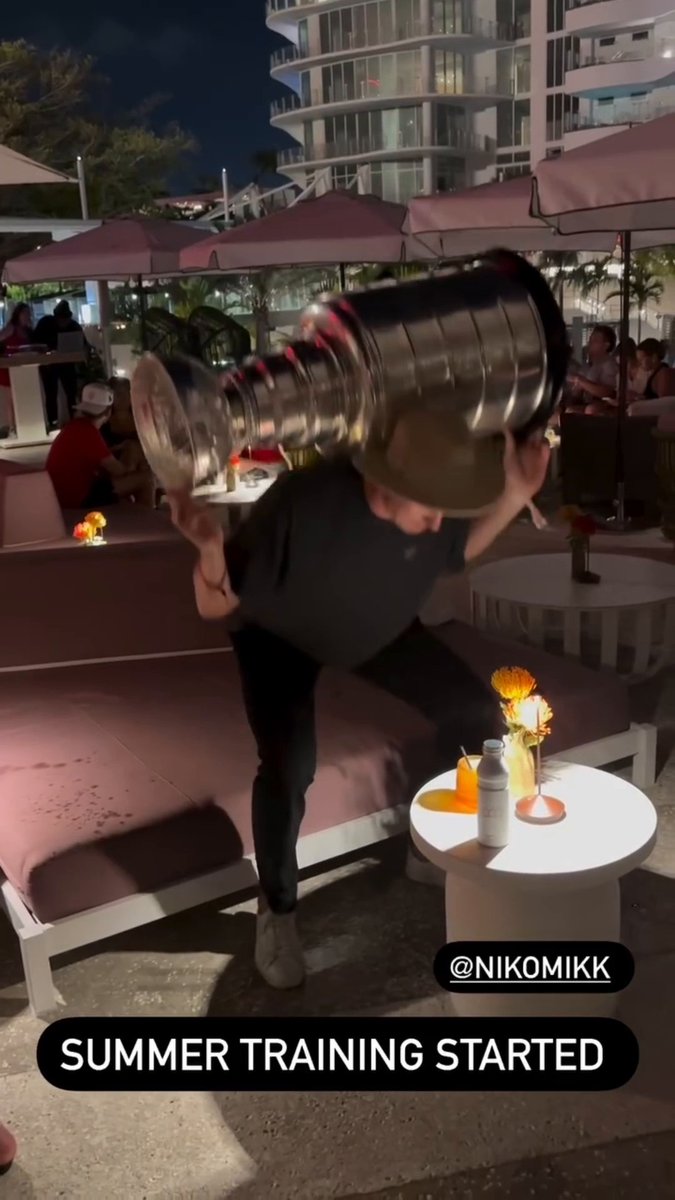 37 lbs for reps. 💪 #StanleyCup (🎥: IG/lundell_anton)