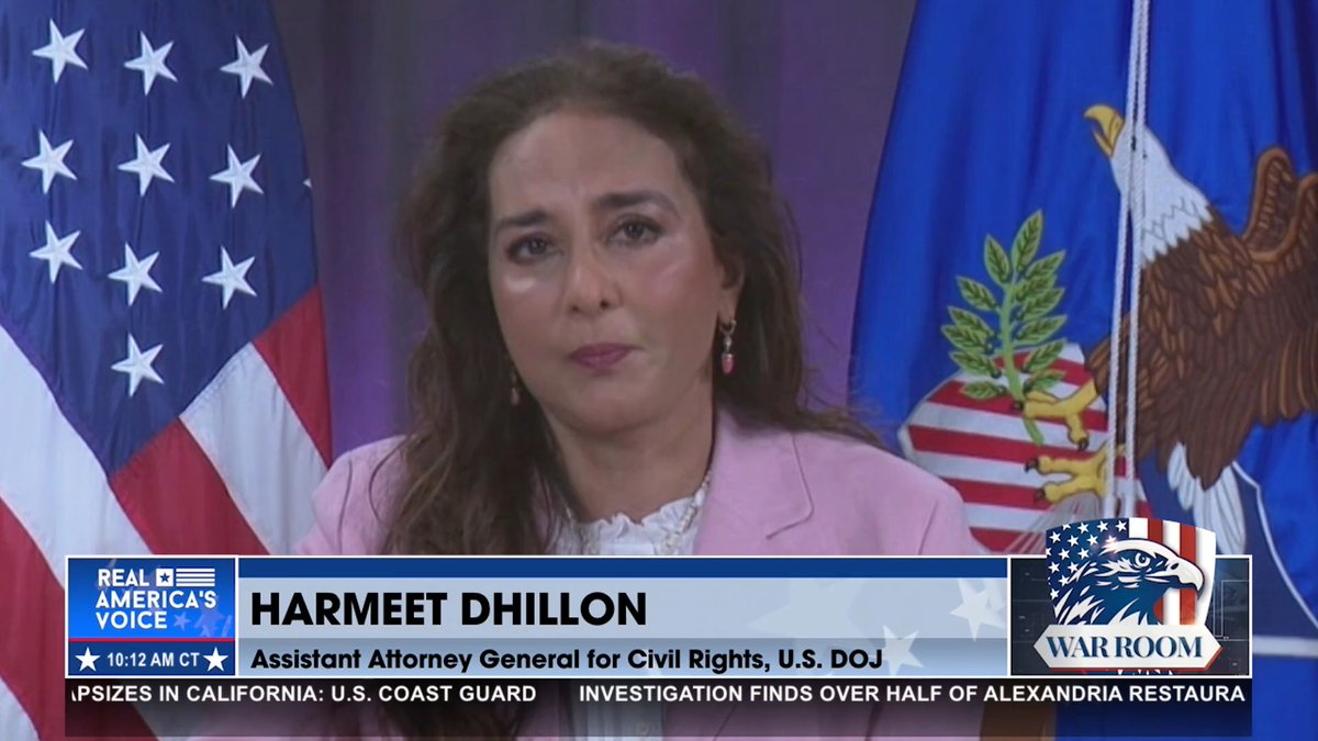 “Some people who made their entire careers of 30-40 years or more in the DOJ Civil Rights Division, really weaponizing the American, even-handed and very wise Civil Rights Laws for a particular political purpose.” - AAGHarmeetDhillon joins Bannon’s WarRoom to talk about her role in the Civil Rights Division and what she is dealing with.