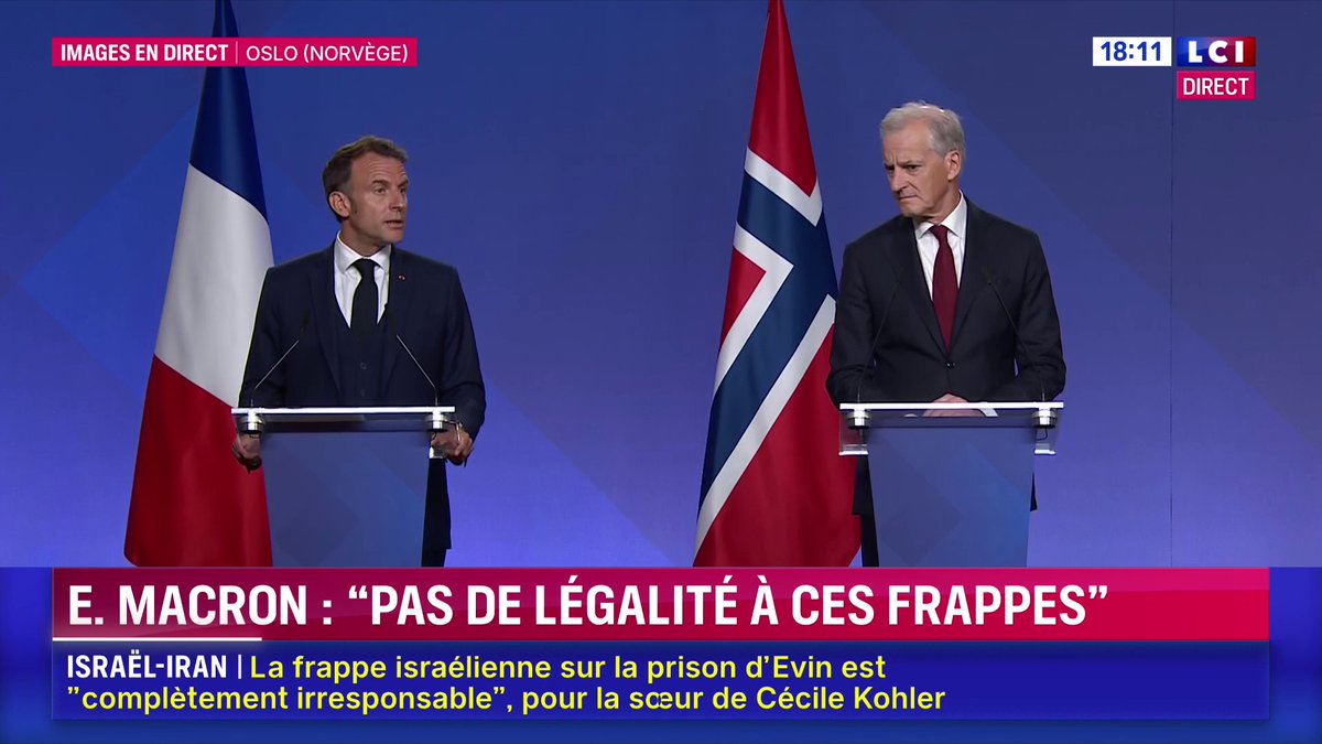 🗣️ "Si changement de régime il doit y avoir en Iran, il doit être le fruit du peuple iranien lui-même, pas de bombes" martèle Emmanuel Macron