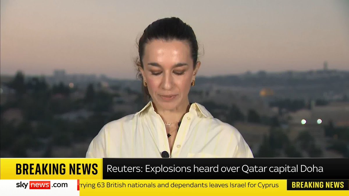 BREAKING: Explosions have been heard over Doha, the capital of Qatar, according to Reuters. More on this breaking story: 📺 Sky 501, Virgin 602, Freeview 233 and YouTube