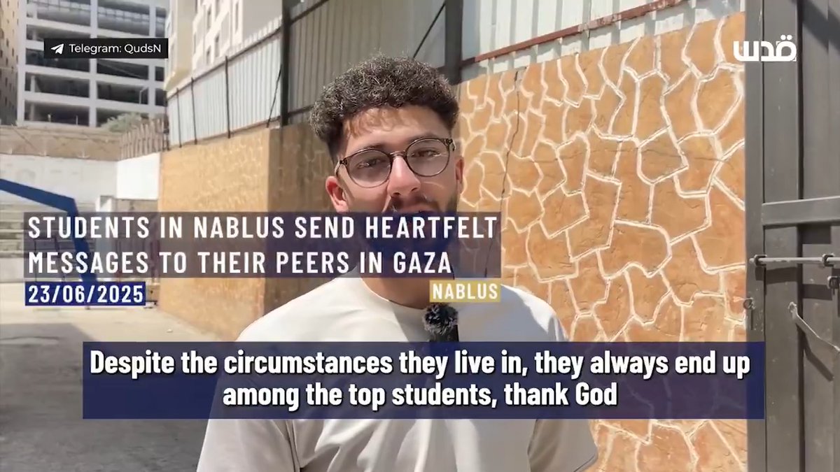 ⚡️⭕️ High school students in Nablus express solidarity with fellow students in Gaza who were unable to take their final exams due to the ongoing Israeli aggression. Occupied Palestine, Nablus. 23rd of June, 2025.
