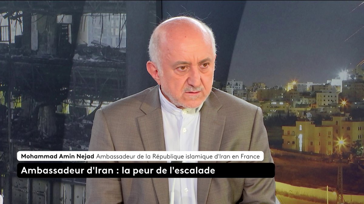 🔴 🗣 "C’est le droit des Iraniens de se demander s’il y a une honnêteté, s’il y a une franchise, s’il n’y a pas une trahison diplomatique. Parce que pour nous, il est toujours idéal de pouvoir se parler“, explique Mohammad Amin-Nejad, ambassadeur d’Iran en France.