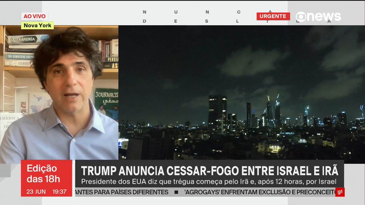 “Deixam o regime iraniano, ao menos nesse momento, bastante enfraquecido. É, sim, uma vitória do Netanyahu e do Trump”, diz Guga Chacra após anúncio de cessar-fogo. #Edição18 ➡ Assista à #GloboNews: