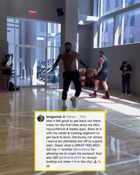 Bron is back in the lab for Year 23 after MCL injury 👑🔥 (via Chris Brickley)