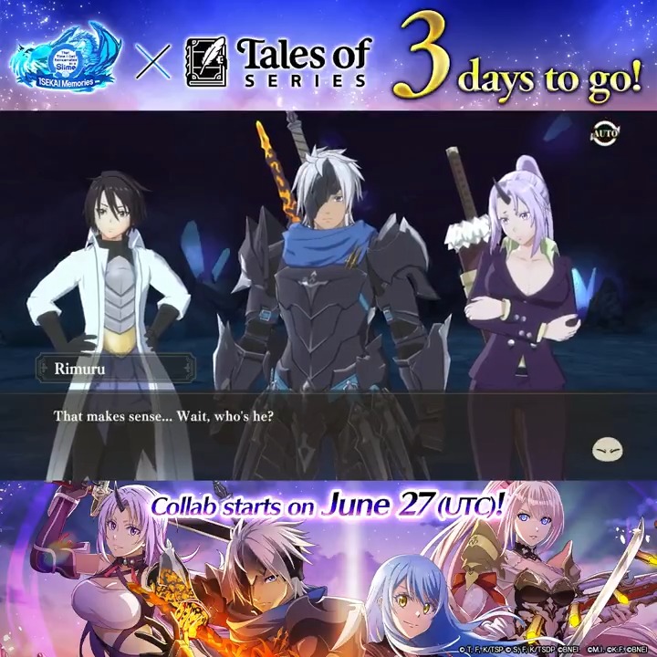 Collab on the horizon! ✨Days left: 3✨ Enjoy a fully voiced, original story you can only experience here! Stay tund for the collab! #TalesofSlime #ISEKAIMemories #SlimeIM #tensura