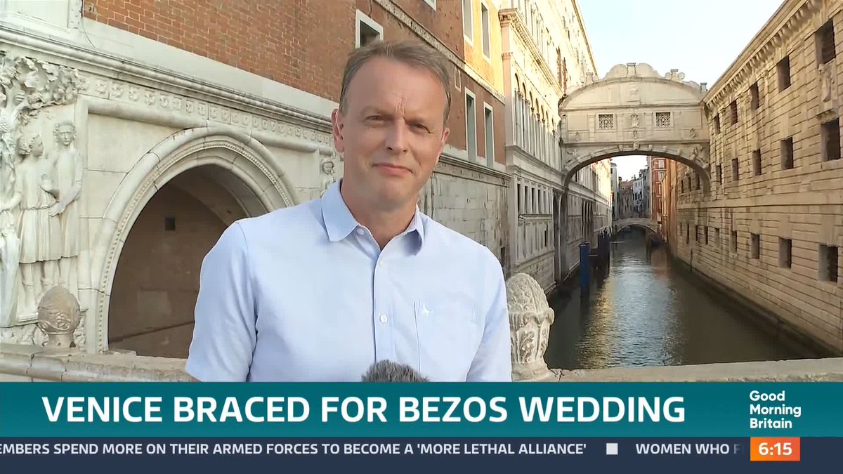 The countdown to the biggest wedding of the year is underway in Venice. Amazon’s Billionaire owner, Jeff Bezos and his bride-to-be, Lauren Sanchez, are believed to be spending £15 million on the three-day celebration. Nick Dixon reports from Venice.