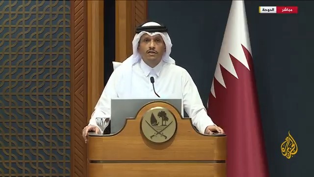 رئيس الوزراء وزير الخارجية القطري: ما يحدث في المنطقة هو توسع للعدوان الغاشم على غزة، ومستمرون بالشراكة مع #مصر والولايات المتحدة للوصول لوقف إطلاق نار في غزة، وهدفنا أن نصل إلى وقف الحرب ورفع الظلم عن أشقائنا في غزة #حرب_غزة #الأخبار