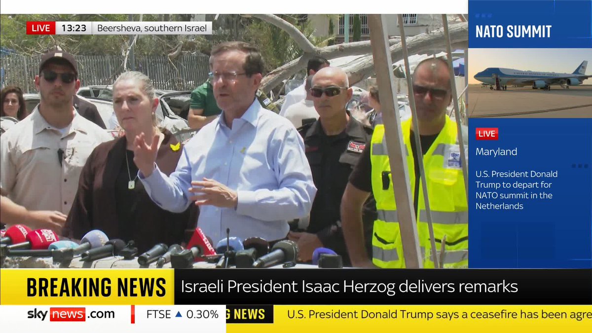 BREAKING: Israeli President Isaac Herzog says the Iranian nuclear threat 'looming above Israel, the region and the free world' has been removed following US and Israeli strikes. 📺 Sky 501, Virgin 602, Freeview 233 and YouTube