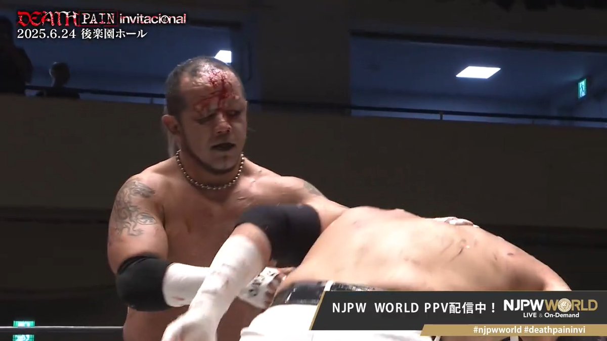 🩸“DEATH PAIN” invitacional🩸 第5試合IWGPジュニアヘビー級選手権‼️ 🆚 EL DESPERADO × 葛西純 #njpwworld で配信中📡 PPV購入⏩ 視聴料金:3,500円(税込) #njpw #njpwworld #deathpaininvi