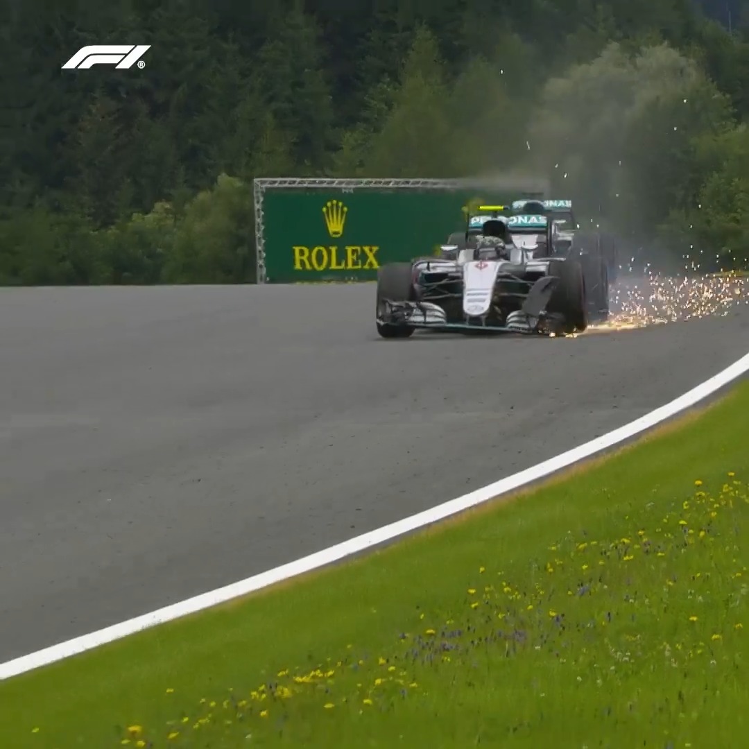 Contact for the Mercedes duo 💥 Lewis Hamilton and Nico Rosberg's intra-team battles culminated in this moment in 2016 👀 #F1 #AustrianGP