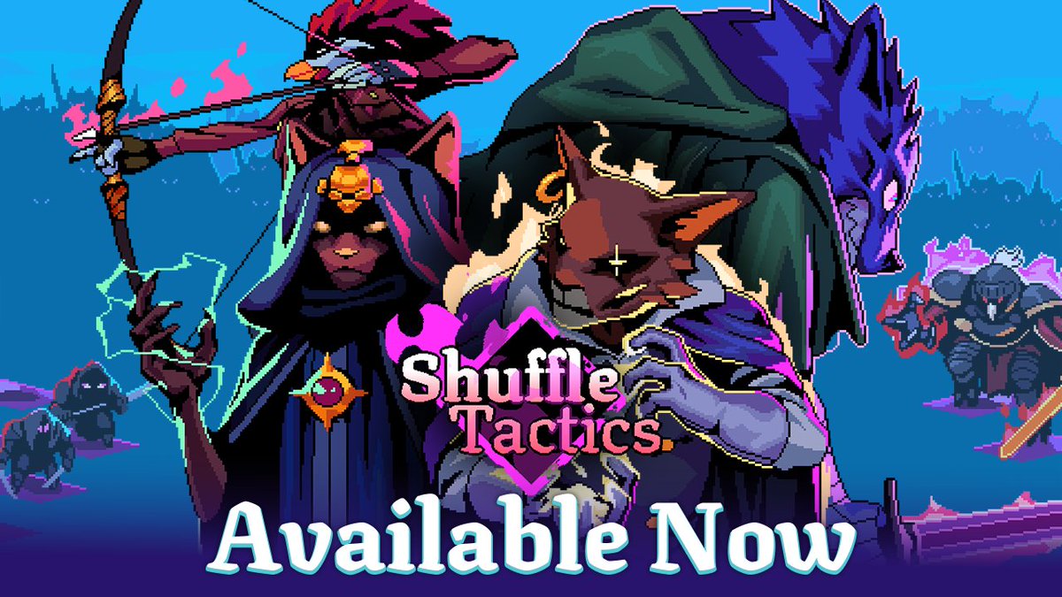 Shuffle Tactics is AVAILABLE NOW! ⚔️ Face off against fearsome Dwellers 🎨 Enjoy iconic pixel art direction 🃏 Build and refine your deck to fit your tactical playstyle 🗺️ Explore the 6 regions of the Kingdom of Asteria 🔁 Enjoy replayability by unlocking new cards and charms