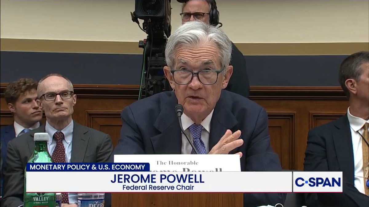 .Rep. Bill Huizenga asks why the fed hasn't lowered some interest rates? Fed Chair Jerome Powell: "The reason we're not is the forecast by all professional forecasters that I know of on the outside and the fed do expect a meaningful increase in inflation over the course of this year."
