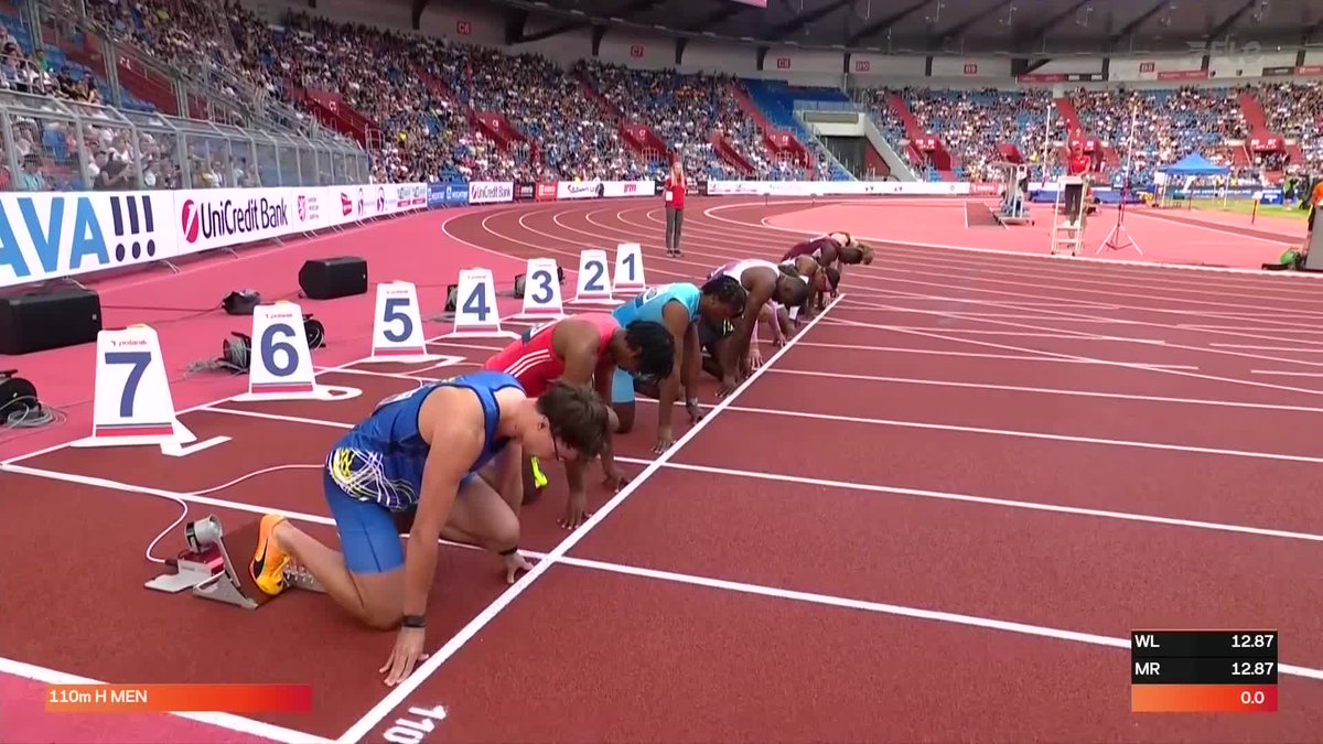 CRAZY CLOSE RACE 😱😱 Dylan Beard barely grabs the win over Grant Holloway in the men's 110mH (+0.6) 1️⃣st - Beard 13.13 2️⃣nd - Holloway 13.13 #ContinentalTour #CTOstrava