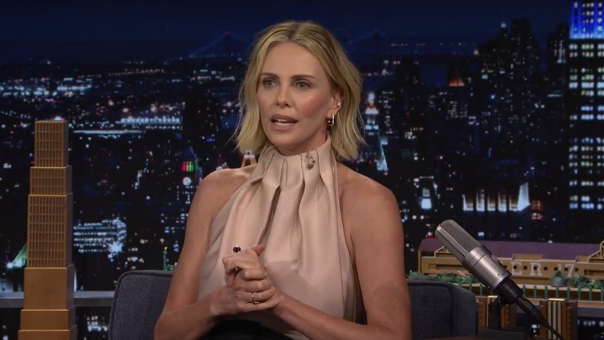 Charlize Theron (Charlize Theron) tries to introduce her kids to Radiohead 🤣 #FallonTonight