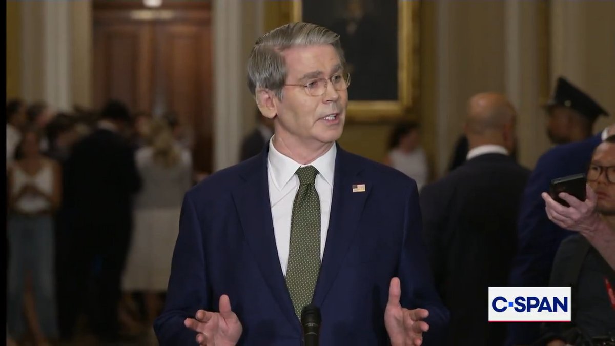 Treasury Secretary Scott Bessent: "I had a very successful lunch meeting with the senators. I think that we are on track, hopefully, for a vote this Friday for July 4th for the tax bill."